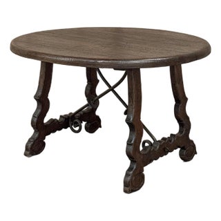 Antique Rustic Spanish Round Center Table For Sale