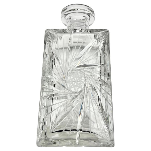 Vintage Belgian Cut-Crystal Decanter for Val Saint Lambert , 1950 For Sale - Image 6 of 13