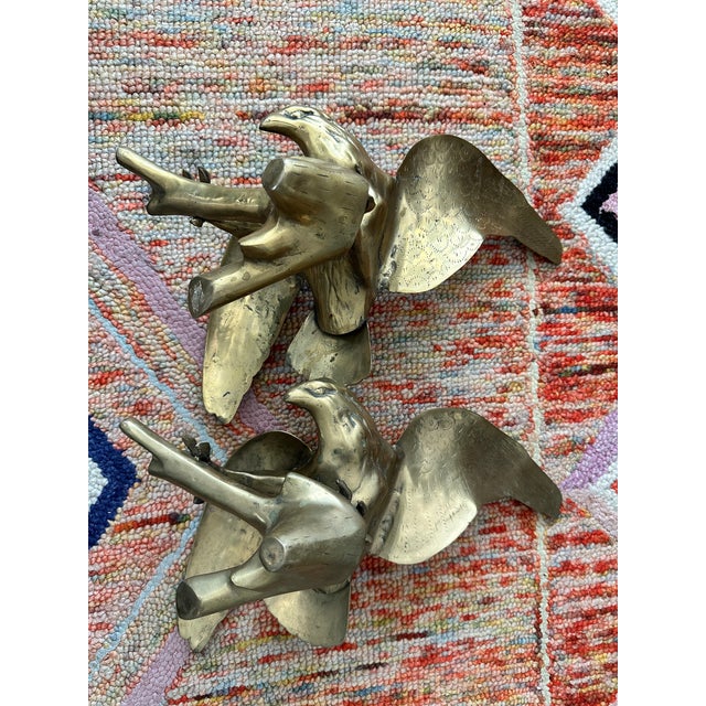 Mid-Century Modern Pair of Mid-Century Solid Brass Eagle Sculptures, C. 1960s For Sale - Image 3 of 9