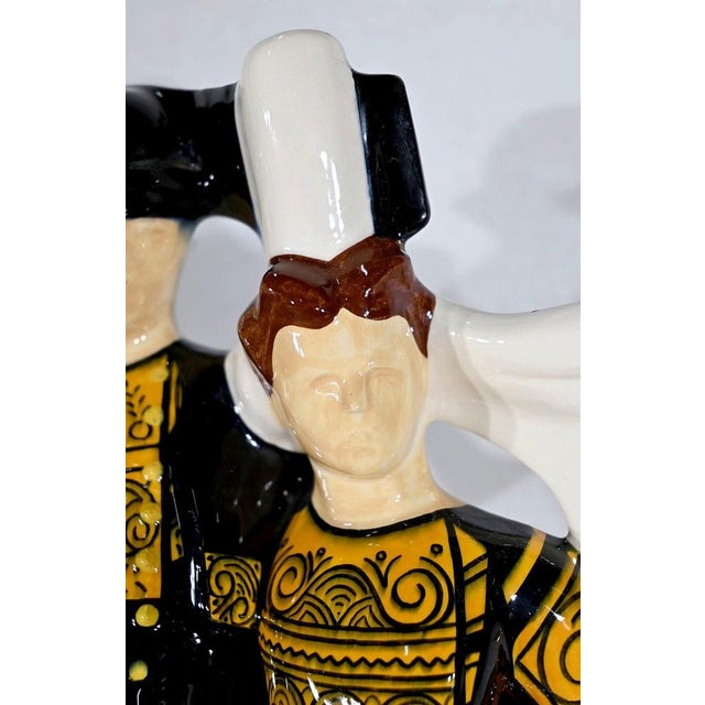 Black Bigouden Dancer Couple by R. Micheau-Vernez for Henriot Quimper, Mid-20th Century For Sale - Image 8 of 18