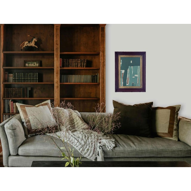 2020s “Cabin Fern" Green Abstract Art in Antique Frame, Transitional Living Room Art by JTS For Sale - Image 5 of 11