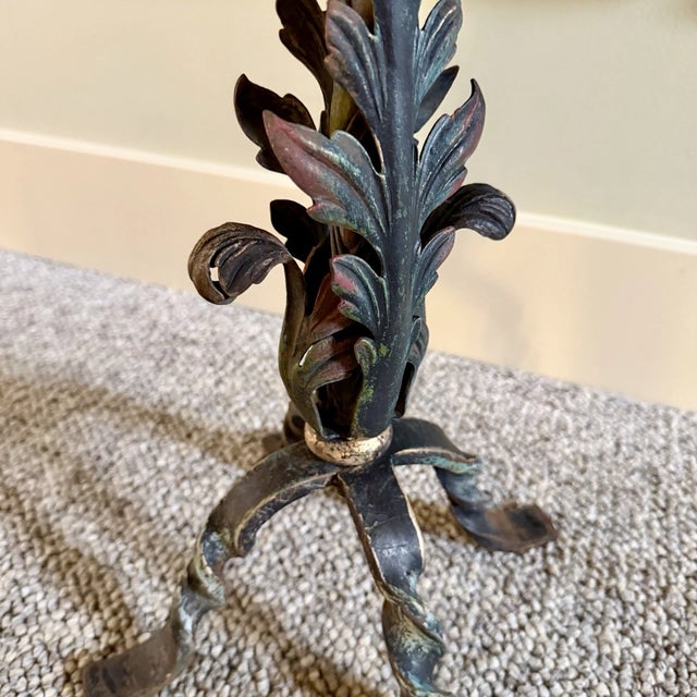 Metal Sunflower Arts & Crafts Wrought Iron Fireplace Hearth Set Hand Forged 1900s For Sale - Image 7 of 15