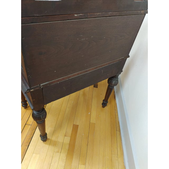 Late 19th Century Antique 19th Century Mahogany Renaissance Revival Banker's Cylinder Secretary Desk For Sale - Image 5 of 13