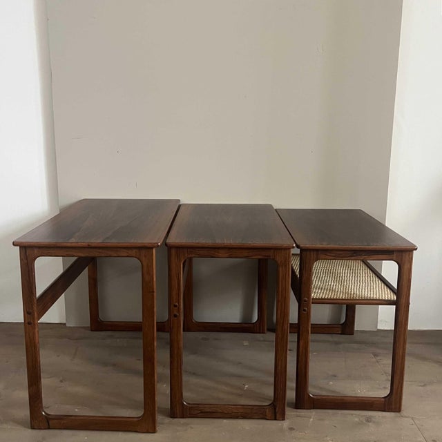 Wood Vintage Danish Nesting Tables by J. Anderson for Silkeborg, 1960s, Set of 3 For Sale - Image 7 of 12