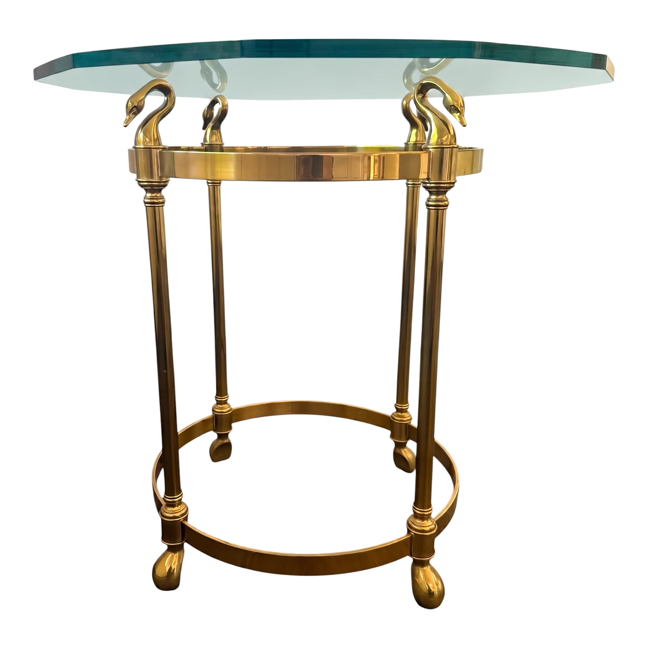 Retro RS-TABLE A Twist Brass メーカー完売品 Vintage Hollywood Regency Brass Swan Head Side Table With Thick