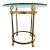 Vintage Hollywood Regency Brass Swan Head Side Table With Thick Hexagonal Shaped Beveled Glass Top For Sale