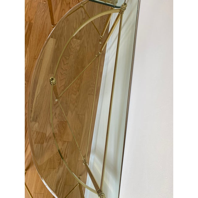 1980s Vintage Half Dome Console Brass and Glass Table For Sale - Image 5 of 7