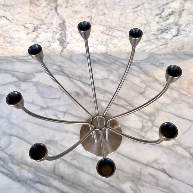 MidCentury Modern Brushed Chrome 8 Candle Holder Candelabra by K.Hagberg Chairish