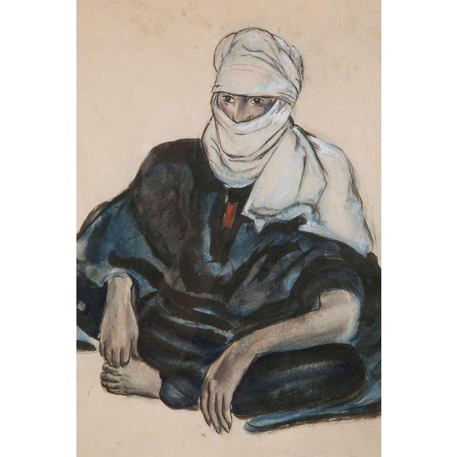 Paper Touareg in Hoggar Gouache by Monique Cras, Art Deco, 1942 For Sale - Image 7 of 9