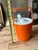 Vintage Orange Plastic Ice Bucket/Champagne Bucket With White Lid For Sale - Image 4 of 6