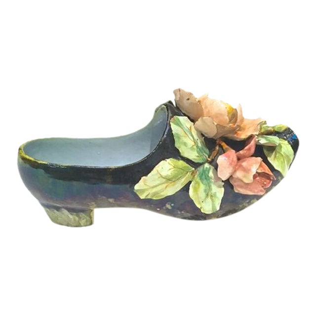 Antique Majolica Shoe Vase For Sale