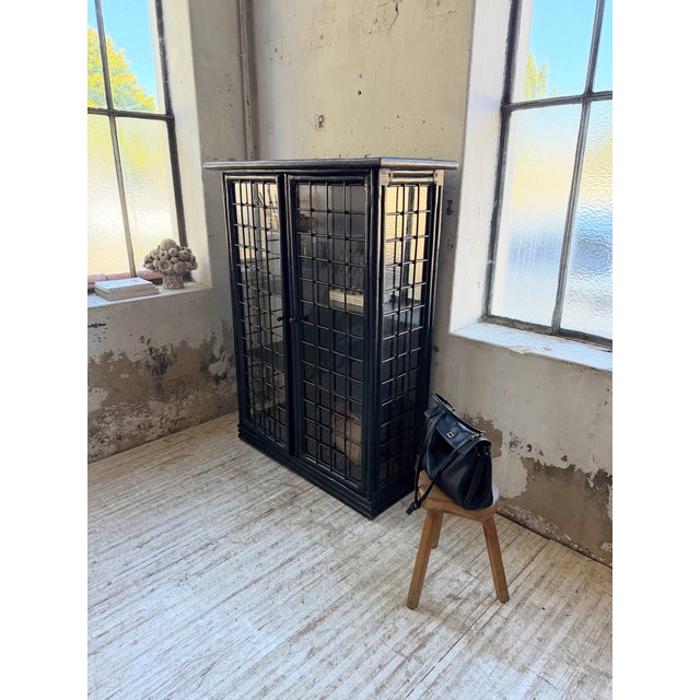 Antique Black Bamboo Glass-Fronted Bookcase, 1900s For Sale - Image 4 of 18