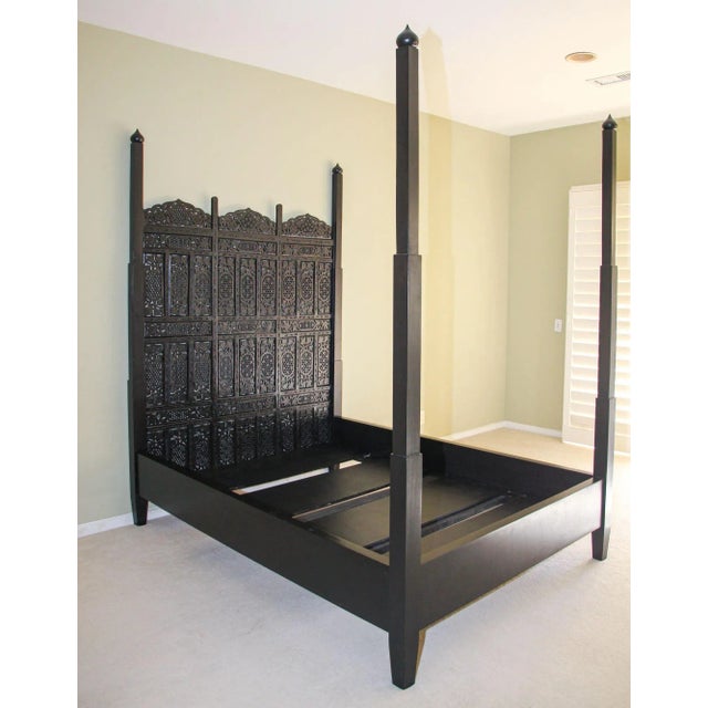Hand-Carved Indo-Portuguese Moorish Queen Four-Poster Bed, India, 2000 For Sale - Image 14 of 14