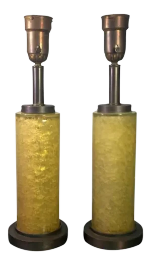 1940s Modernist Fractured Resin Lamps