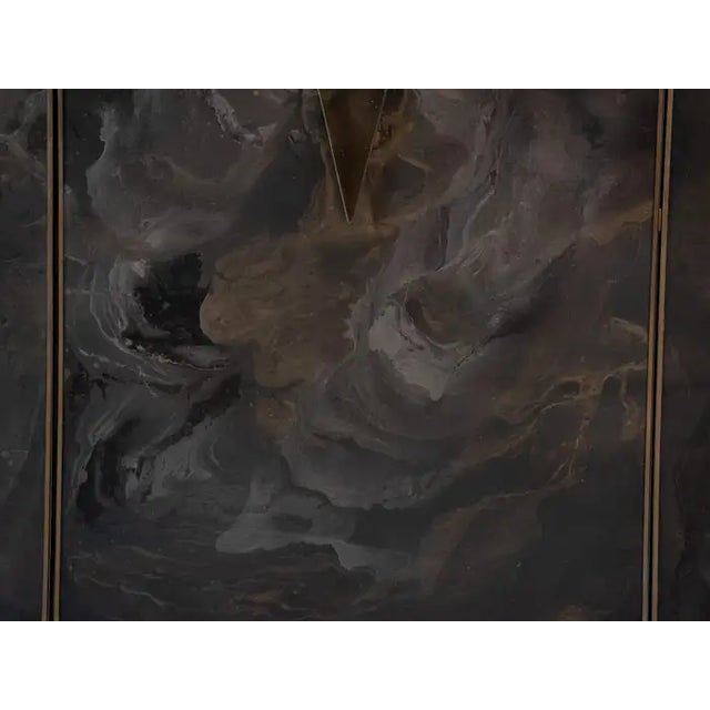 Italian Sideboard Hand-Painted Marble-Effect Glass With 3 Doors For Sale - Image 10 of 11