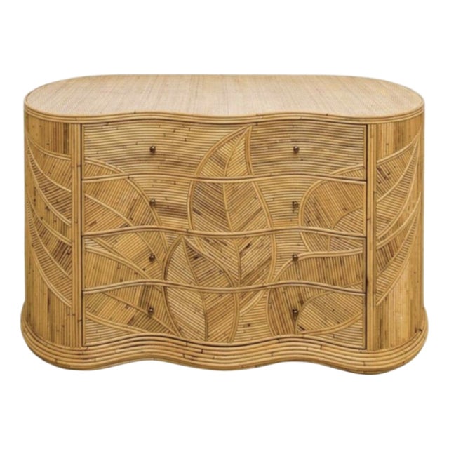 Curved Rattan Chest of Drawers For Sale