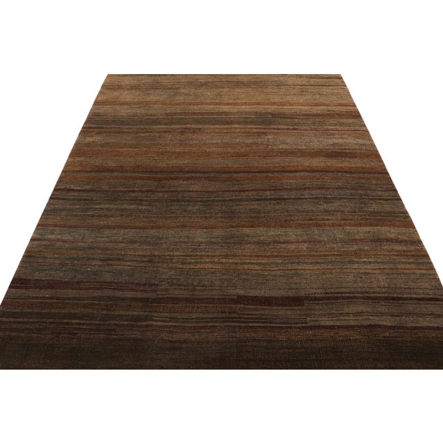 2010s Rug & Kilim’s Modern Textural Rug in Beige-Brown and Umber Stripes and Striae For Sale - Image 5 of 7
