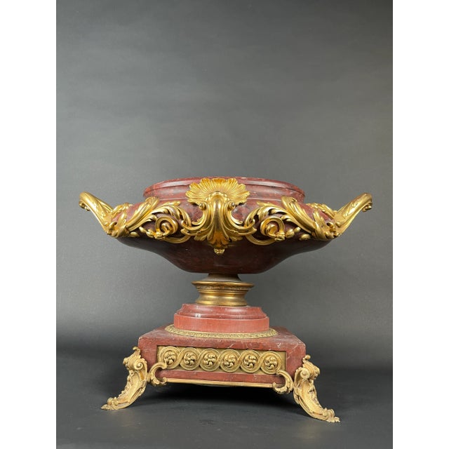 19th Century French Ormolu Mounted Rouge Marble Jardinière It is a type of decorative centerpiece or planter, commonly...