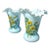 Pair of Antique Blue Opaline Bristol Glass Vases Ruffled Edge Hand Painted Matching Mantel For Sale