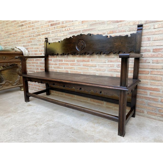 Vintage French Bench in Wood, 1920 For Sale - Image 4 of 16