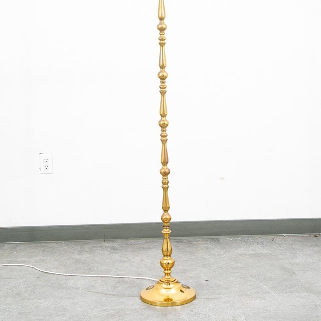 Vintage Mid Century Modern Floor Lamp Lighting Brass Gold Ribbed Maximalist For Sale - Image 11 of 12