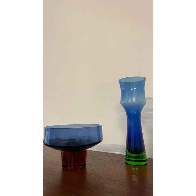 1960s Blue and Green Art Glass Vase attributed to Bo Borgström for Åseda Glasbruk, Sweden, 1960s For Sale - Image 5 of 6