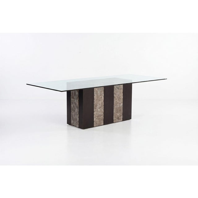 1970s Paul Evans Style Dining Table With Glass Top, 1975 C. For Sale - Image 5 of 9