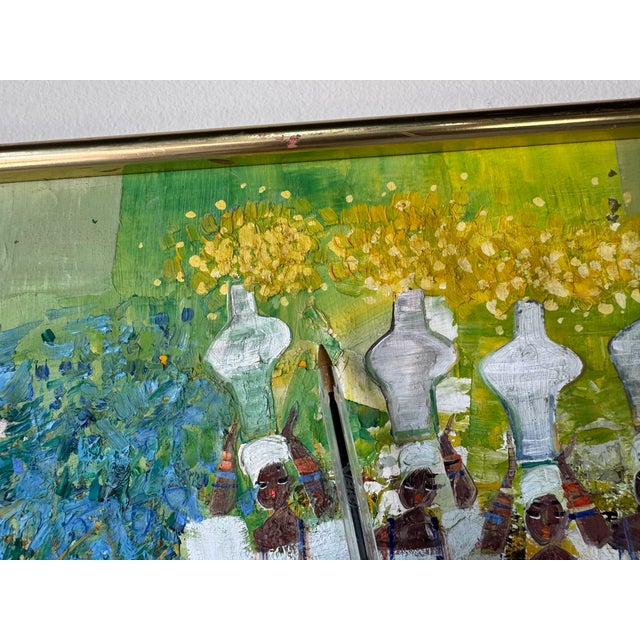 1980's Vintage African Women’s Traditional Still Life Oil Painting on Canvas – Framed For Sale - Image 14 of 14