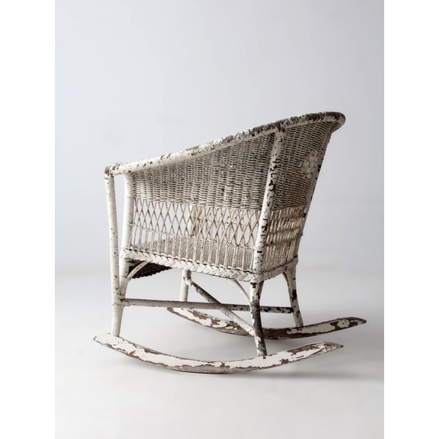 Antique American White Wicker Rocking Chair For Sale - Image 6 of 14