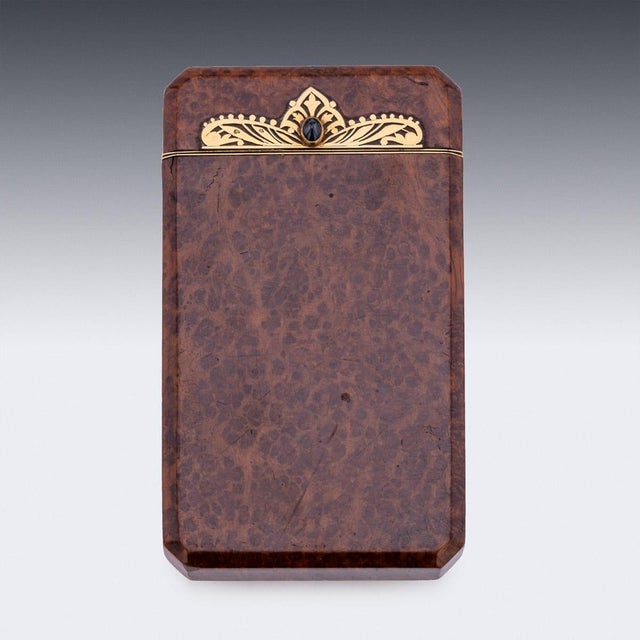 French 18 Karat Gold and Burr Walnut Cigarette Case from Mappin & Webb, 1890s For Sale - Image 4 of 18