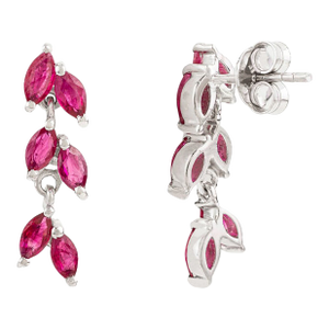 Vintage Style Solid Silver Natural Ruby Ear Climber Earrings for Her- A Pair
