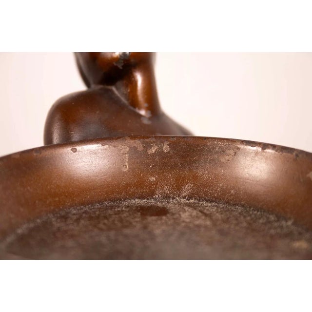 Art Deco Female Nude Bronze Sculpture Soap Dish or Trinket Tray on Lucite Base For Sale In Detroit - Image 6 of 9