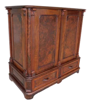 Antique Victorian Renaissance Walnut Vertical Storage Map Chest