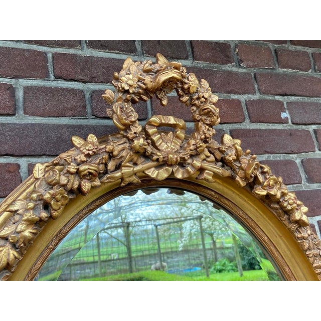 1970 French Louis XVI Gold Beech Oval Wall Mirror - 1 Pc For Sale - Image 11 of 12