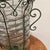 Large Hand Blown Caged Glass Footed Vase Wrought Iron Frame Scroll Handles For Sale In Chicago - Image 6 of 12