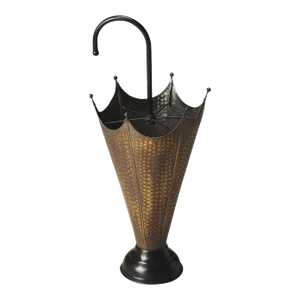 Poppins Antique Brass Umbrella Stand, Gold