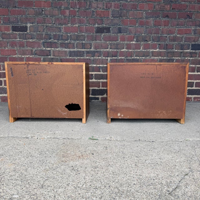 Brown 1970s Lane Furniture Pueblo Brutalist Oak Nightstands – Pair For Sale - Image 8 of 12
