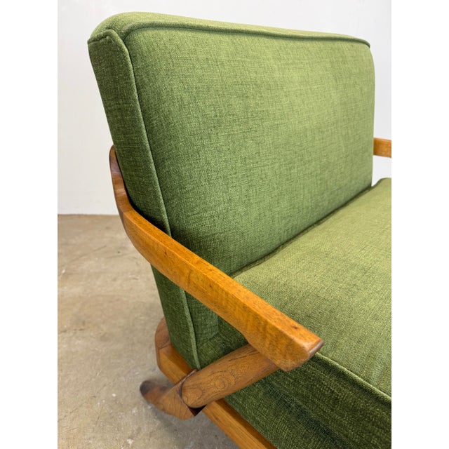 Mid Century Modern Pecan Wood “Sophisticate” Lounge Chair by Tomlinson Restored For Sale - Image 9 of 12