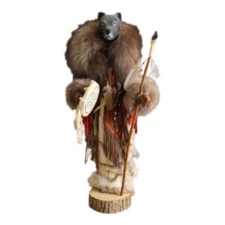 Late 20th Century Ojibway Wolf Totem Manitou Sculpture by Kevin & Shawn Gadomski – Limited Edition 90/100 For Sale