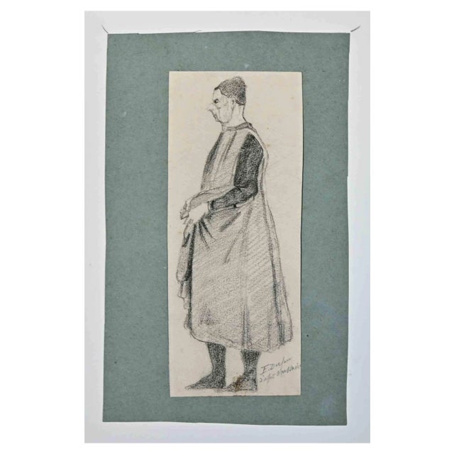 Edouard Dufeu, Bishop, Drawing in Pencil, 1880s For Sale