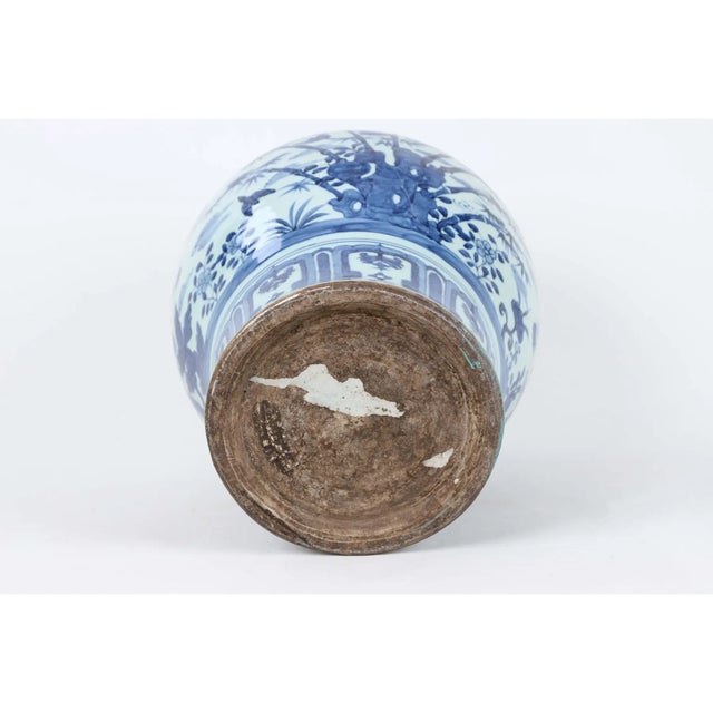 Ceramic 19th Century Ching Dynasty Blue and White Temple Vase For Sale - Image 7 of 8