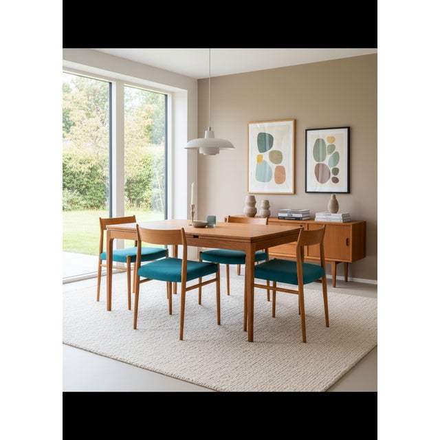 Arne Vodder Dining Chairs Model 418 in Teak and Green Wool Upholstery by Arne Vodder for Sibast, 1960s, Set of 4 For Sale - Image 4 of 18