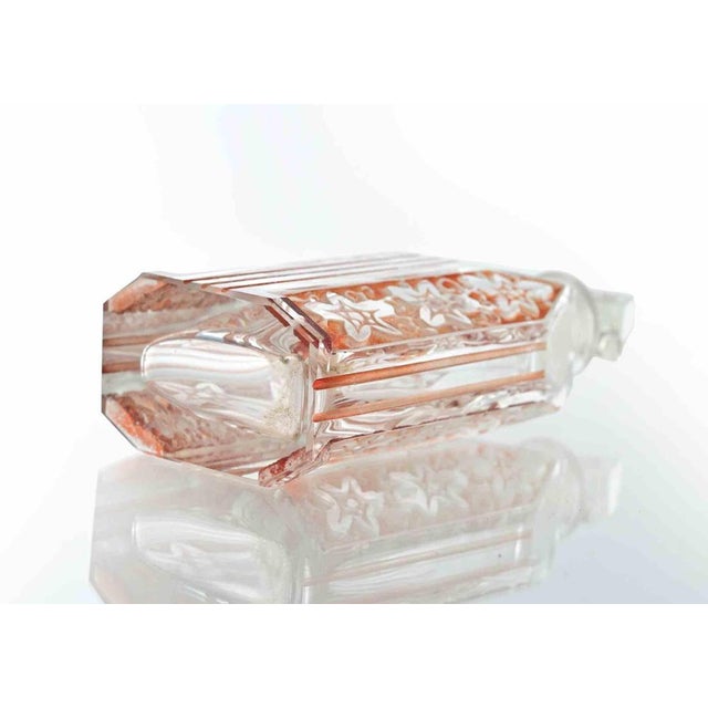 Art Deco Clear Glass Bottle with Red Inlays by Karl Palda, 1930s For Sale - Image 3 of 6