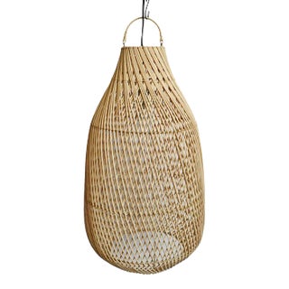 Raw Rattan Bottle Lantern Large For Sale