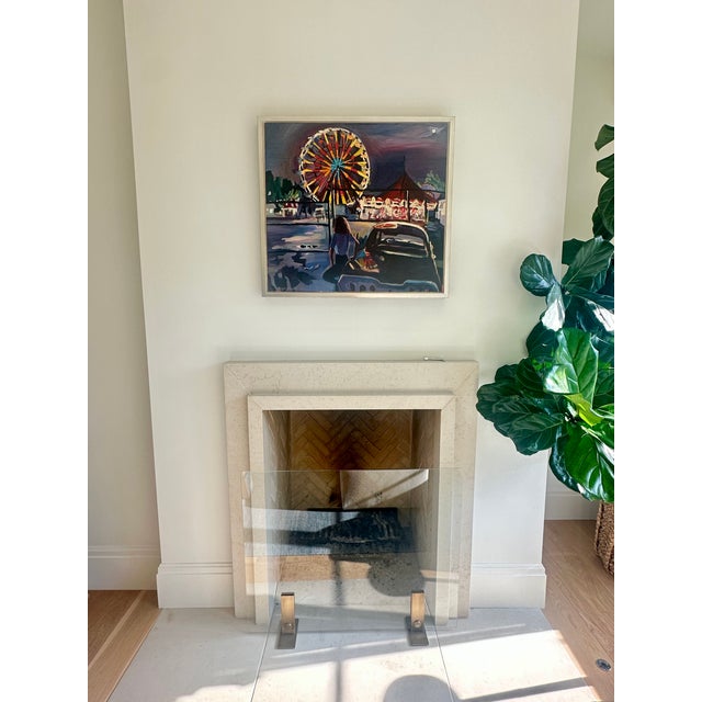 1990s Roger Mason – “Girl Looking at Ferris Wheel” (1990) | Oil on Canvas, 33″ × 30″, Framed For Sale - Image 4 of 18