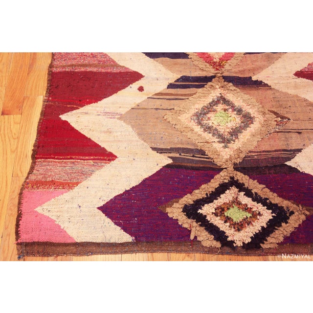 Textile Nazmiyal Collection Vintage Moroccan Boucherouite Geometric Rug For Sale - Image 7 of 8