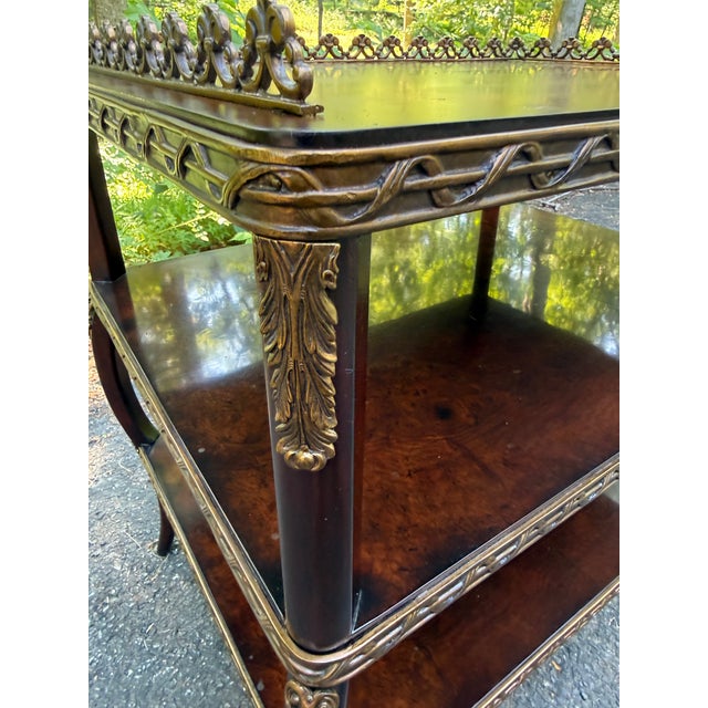 Wood Vintage Louis XV Style Burled Wood 2 Tier Side Table For Sale - Image 7 of 10