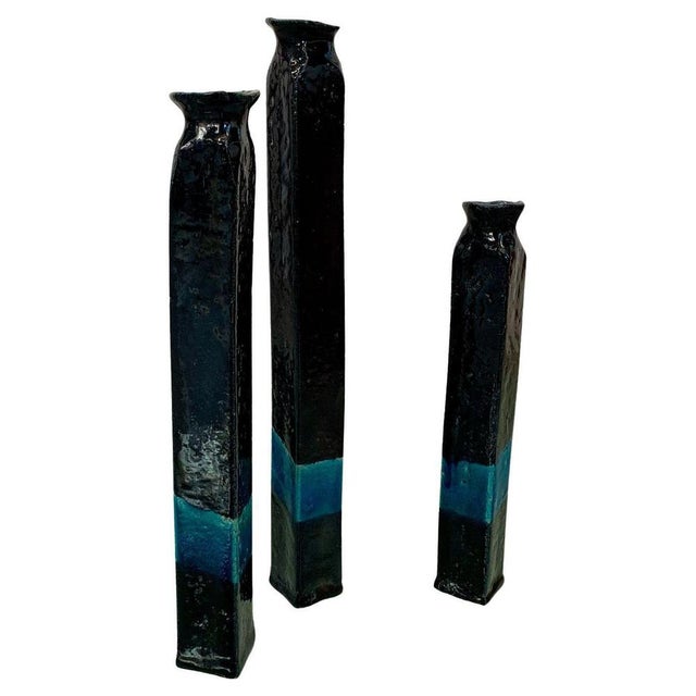 Raku Ceramic Vases, 1970s, Set of 3 For Sale - Image 9 of 9