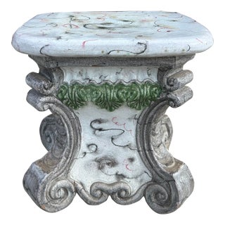 Italian Glazed Terra Cotta Table or Garden Seat For Sale