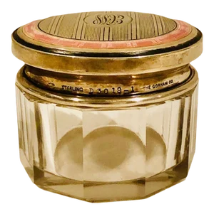 Antique 19th Century Gorham Sterling and Enameled Vanity Jar